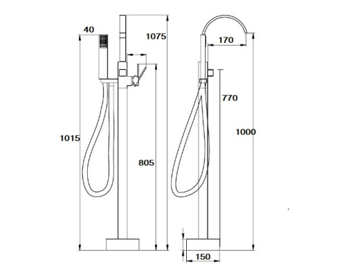 Смеситель BOCH MANN RESIA BM7775 напольный хром - фото 2