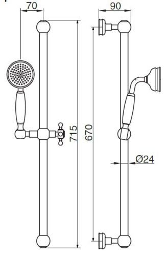 Душевой гарнитур Cezares OLIMP OLIMP-SD-02 настенный бронза - фото 2