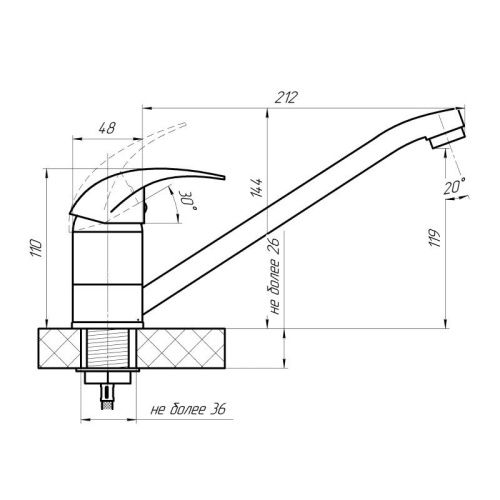 Смеситель для кухни Сантаком StMira 5379 на мойку хром - фото 3