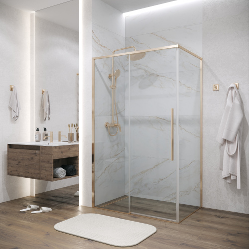 Душевая перегородка Grossman Galaxy 200.K33.01.80.32.00 80х195 стекло прозрачное профиль золото глянцевое - фото 3