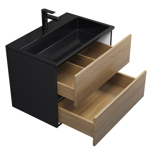 Раковина из литьевого мрамора Uperwood Barsa 3939193462 70х45 полувстраиваемая цвет черный - фото 4