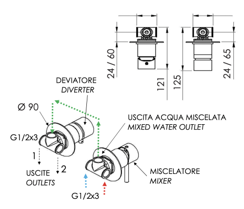 Смеситель для душа Remer X Style X96XV встраиваемый в стену сталь - фото 2