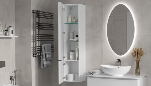 Пенал Velvex LUNA 35х27х154 pp.LUN.35 подвесной цвет белый - фото 4