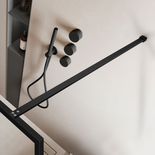 Душевая перегородка Vincea Walk in HP Art VSW-1HP800FLB 80х200 стекло рифленое профиль черный матовый - фото 3