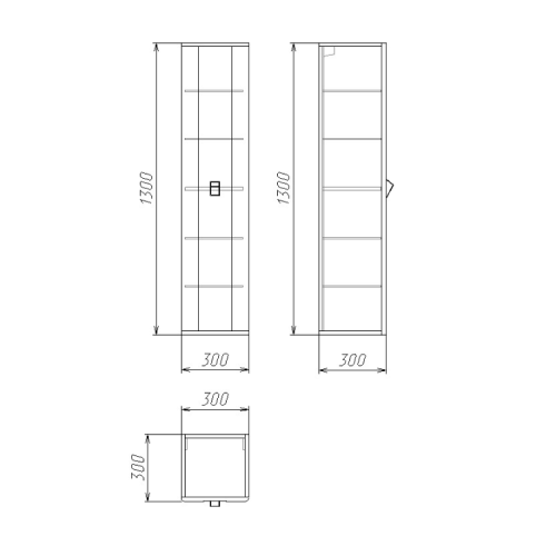Шкаф-пенал Grossman Норма 303012 30х30х130 подвесной цвет белый/черный - фото 4