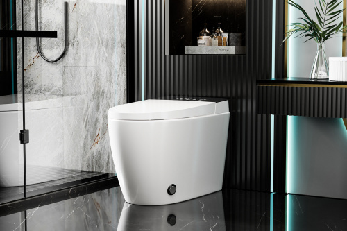 Унитаз приставной Abber Bequem AC1116S белый с сиденьем микролифт импульсный смыв - фото 3