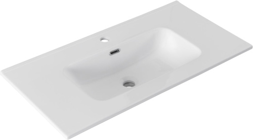 Раковина керамическая Aquanet Flat 00330432 91х47 полувстраиваемая цвет белый 1 отверстие под смеситель - фото 4