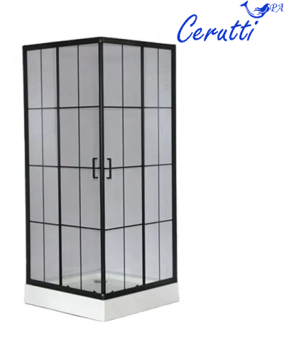 Душевой уголок Cerutti SPA MUZA90 90х90 стекло прозрачное с рисунком профиль черный без поддона - фото 2