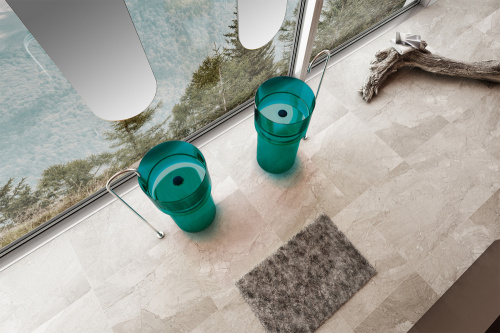 Раковина из полиэфирной смолы Abber KRISTALL AT2701Aquamarin-H 45х45 напольная цвет бирюзовый без отверстий под смеситель - фото 3