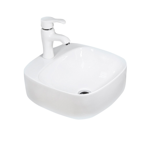 Раковина из сантехнического фарфора Melana 320306-805 42х42 накладная цвет белый 1 отверстие под смеситель - фото 2