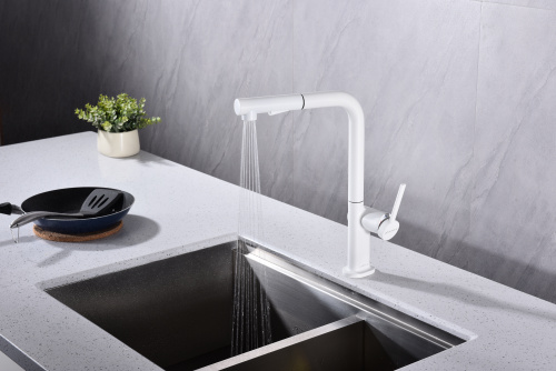 Смеситель для кухни Paulmark NEO Ne214419-WH на раковину белый матовый - фото 4