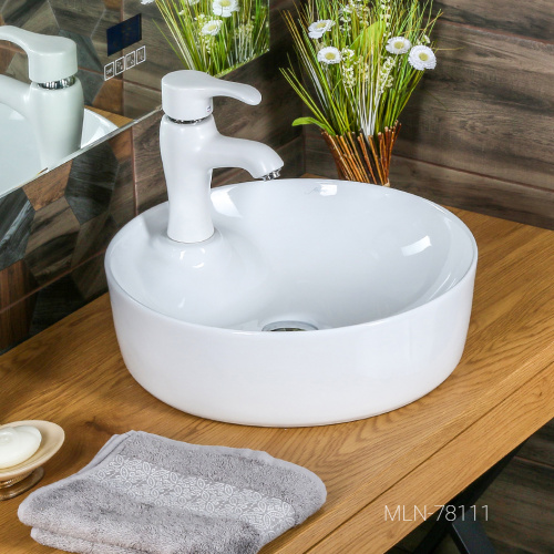 Раковина из сантехнического фарфора Melana 78111-805 44х44 накладная цвет белый 1 отверстие под смеситель - фото 4