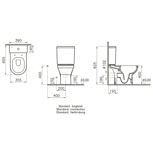 Унитаз напольный с бачком Vitra S50 9797B003-7204 белый с сиденьем микролифт безободковый душевой смыв - фото 3