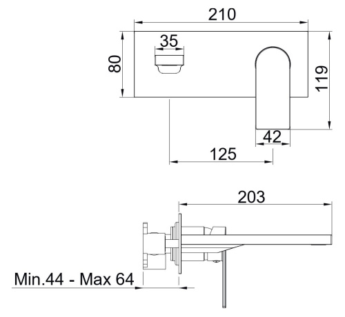 Смеситель AQG Alpha 01ALC170NG встраиваемый в стену черный матовый - фото 2