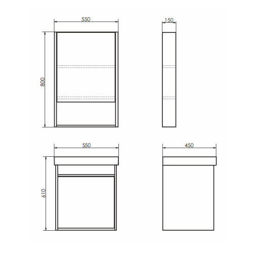 Зеркало-шкаф Comforty Вена 00-00009271CF 55х15х80 подвесной цвет дуб дымчатый - фото 2