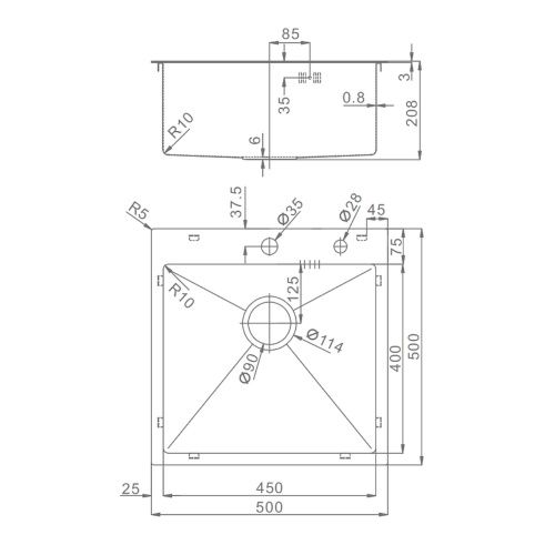Кухонная мойка Raglo R700 R700.5050.09 50х50 цвет графит поверхность матовая - фото 3
