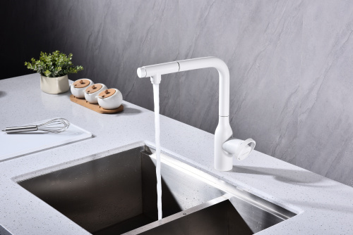 Смеситель для кухни Paulmark URBAN Ur213104-WH на раковину белый матовый - фото 4