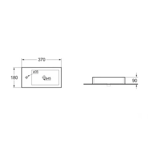 Раковина из сантехнического фарфора Vincea VBS-133L 37х18 подвесная цвет белый 1 отверстие под смеситель - фото 2