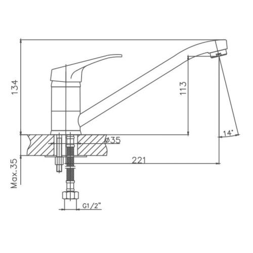 Смеситель для кухни Cron CN4213 на мойку хром - фото 3