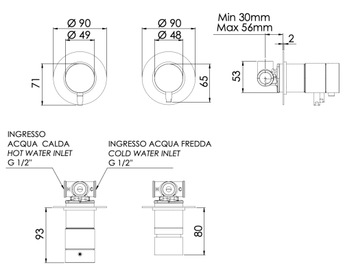 Смеситель для душа Daniel Tokyo TXT625CR встраиваемый в стену хром с термостатом - фото 3