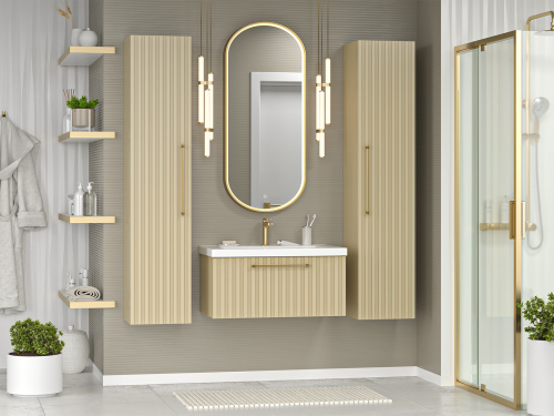 Шкаф-пенал Brevita Alicante ALI-05035-03 35х34х165 подвесной цвет коричневый - фото 5