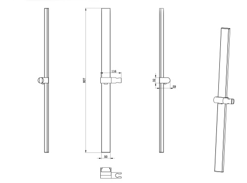 Душевая штанга Wonzon & Woghand WW-986210-MB черный - фото 2