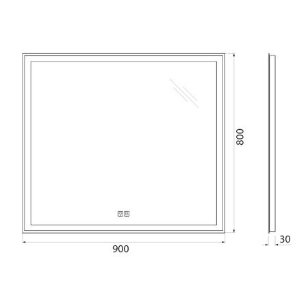 Зеркало с подсветкой и антизапотеванием BelBagno SPC-GRT-900-800-LED-TCH-WARM 90х80 подвесное