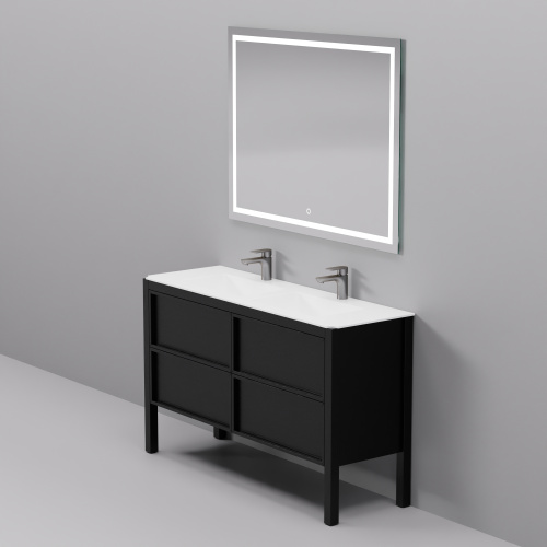 Тумба с раковиной+зеркало Art Decco Elisa (Элиса) AES14F78D2MF 140x45x85 напольная цвет черный дуб - фото 3