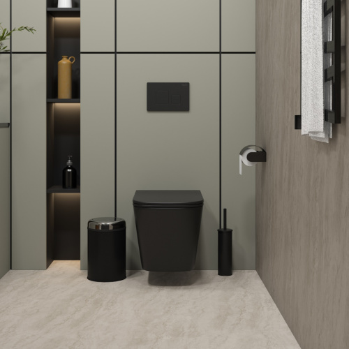 Унитаз подвесной Teymi Helmi T40302MB черный с сиденьем микролифт безободковый каскадный смыв - фото 5