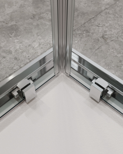 Душевой уголок Cezares MOLVENO MOLVENO-A-2-100-C-Cr-IV 100х100 стекло прозрачное профиль хром глянцевый без поддона - фото 4