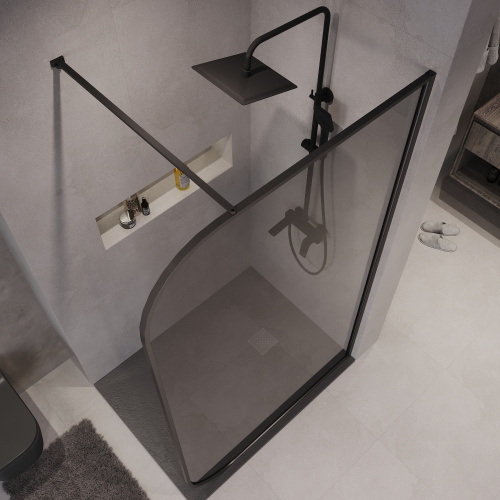 Душевая перегородка Niagara Nova NG-689-90TBLACK 90х200 стекло тонированное профиль черный матовый - фото 5