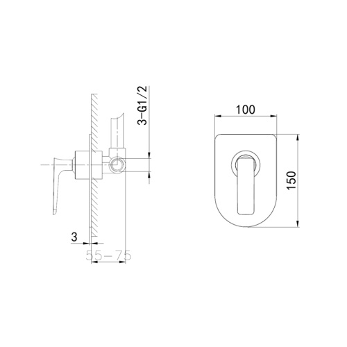 Смеситель для душа Wonzon & Woghand Shark WW-484700-CR встраиваемый в стену хром - фото 2