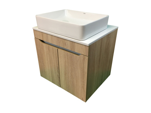 Тумба с раковиной Sintesi STL.W7021_SIN-LVB-APP-407 60х55х50 подвесная цвет белый/коричневый - фото 3