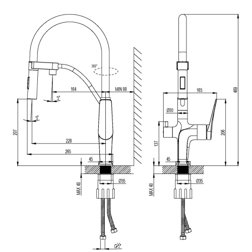Смеситель для кухни LeMark Comfort LM3074C-Blue на мойку синий/хром - фото 2