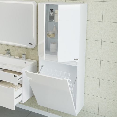 Шкаф-пенал СанТа Лондон 524005 60х30х150 подвесной цвет белый - фото 2