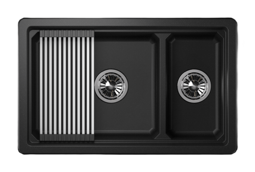 Кухонная мойка Granula Kitchen Space 7304U, ШВАРЦ 73х45 цвет шварц поверхность матовая - фото 2