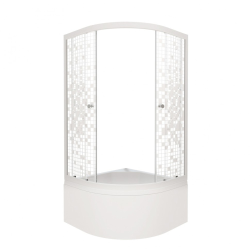 Душевой уголок Тритон Стандарт Щ0000061797 90х90 стекло прозраное с рисунком профиль белый с поддоном - фото 3