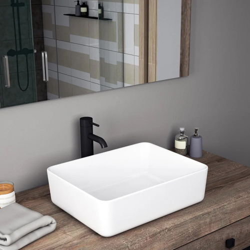 Раковина из сантехнического фарфора Teymi Helmi T50302 48х37 накладная цвет белый без отверстий под смеситель - фото 5