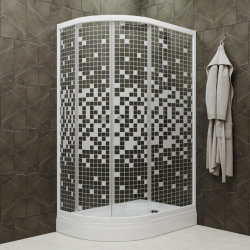 Душевой уголок Тритон Коралл Щ0000061781 120х80 стекло прозраное с узором профиль белый с поддоном - фото 4