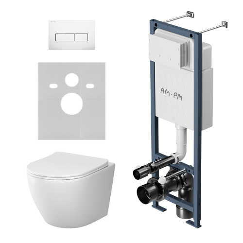 Комплект унитаз с инсталляцией с клавишей смыва Am.Pm Like IS110301.801900 - фото 2