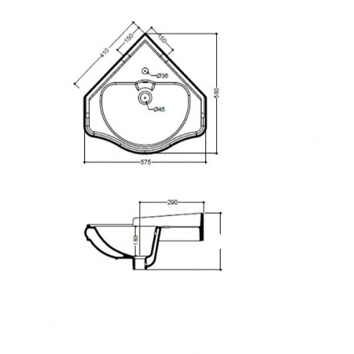 Раковина из сантехнического фарфора Kerasan Retro 103201*1 58х58 подвесная цвет белый 1 отверстие под смеситель - фото 2