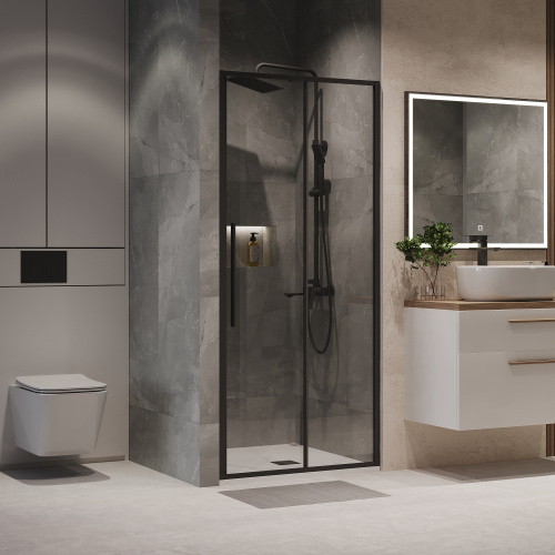 Душевая дверь Niagara Nova NG-84-10AB 100х195 стекло прозрачное профиль черный матовый - фото 3