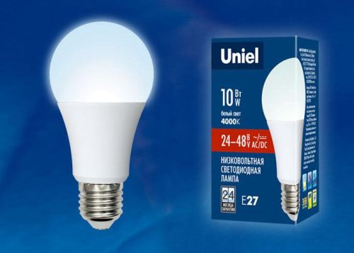Лампа светодиодная Uniel LED-A60-10W/NW/E27/FR/12-24V PLO55WH - фото 2