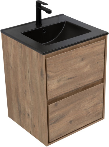 Тумба под раковину Aquanet Милан 00336376 50х45х64 подвесная цвет темное дерево - фото 2