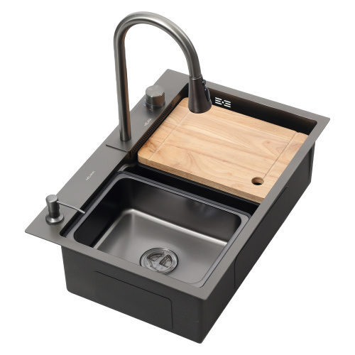 Кухонная мойка Melana ProfLine D6846B+6 графит 68х46 цвет графит поверхность матовая - фото 5