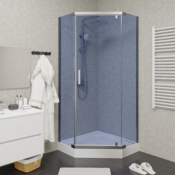 Душевой уголок Parly Z9011 90х90 стекло прозрачное с рисунком профиль хром глянцевый с поддоном