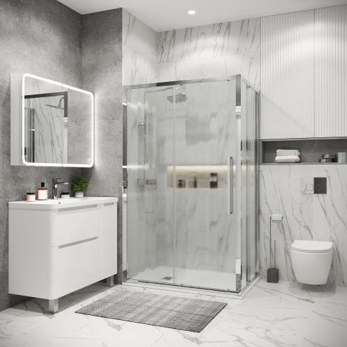 Душевая перегородка Grossman Cosmo 200.K33.02.70.10.02 70х195 стекло текстурное профиль хром глянцевый - фото 3