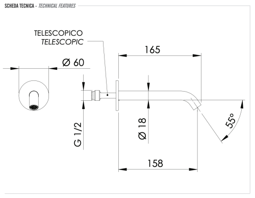 Излив Remer X Style 91XBG настенный золото брашированное - фото 2