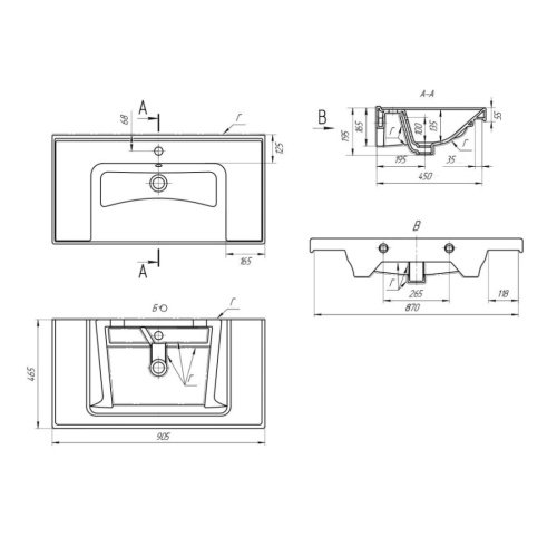 Раковина керамическая Art&Max TECHNO 641617 91х46 подвесная цвет белый - фото 4