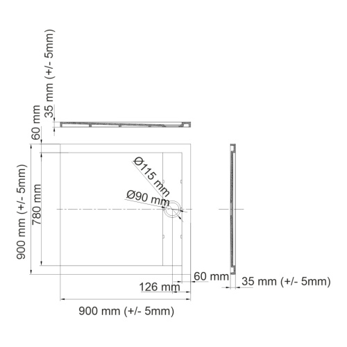 Душевой поддон WasserKRAFT Mindel 85T 85T03 90х90 искусственный камень белый - фото 3